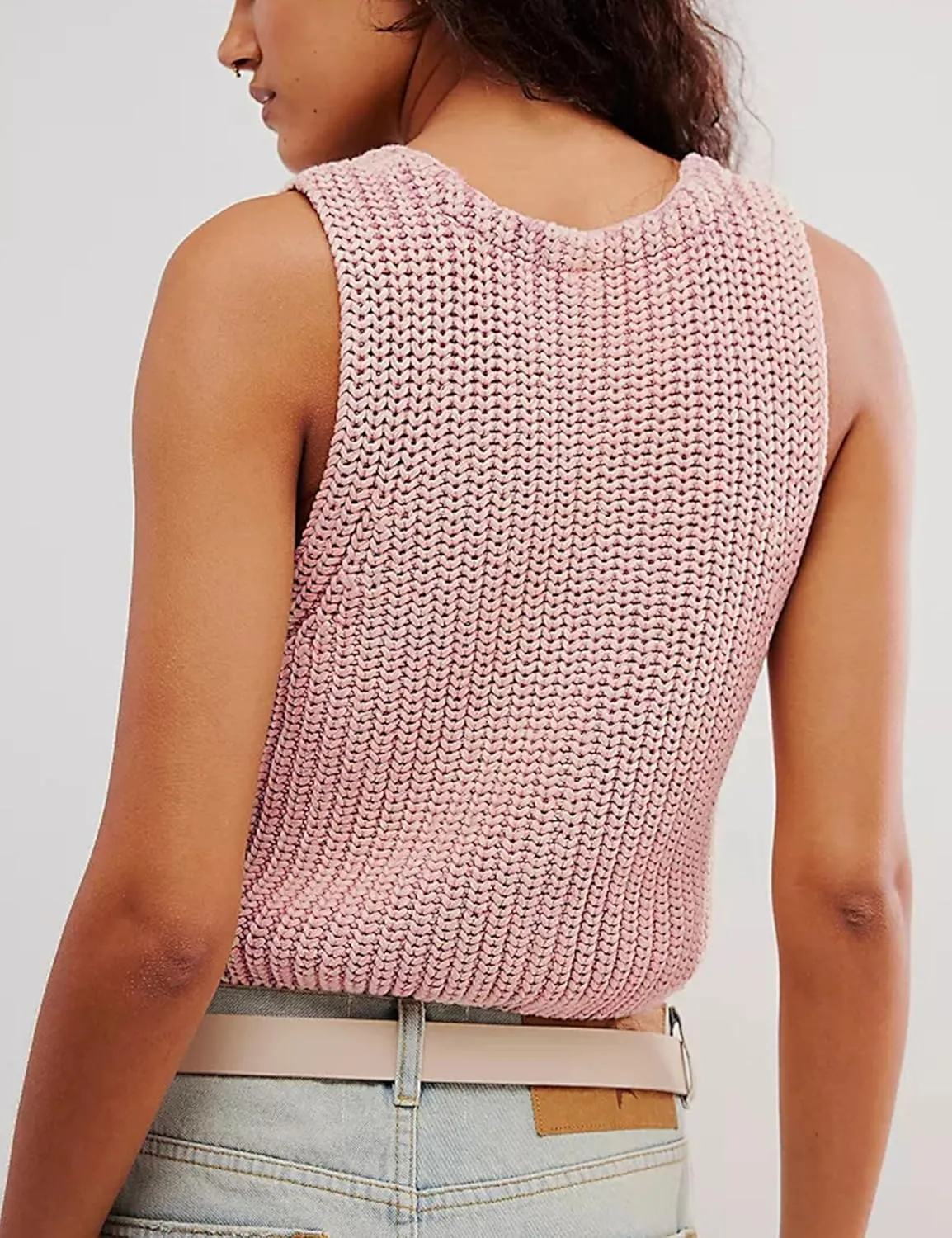 Womens Cropped Sweaters Vest Button Down V Neck Knit Sleeveless Crop Sweater 2025 Summer Casual Tank Tops