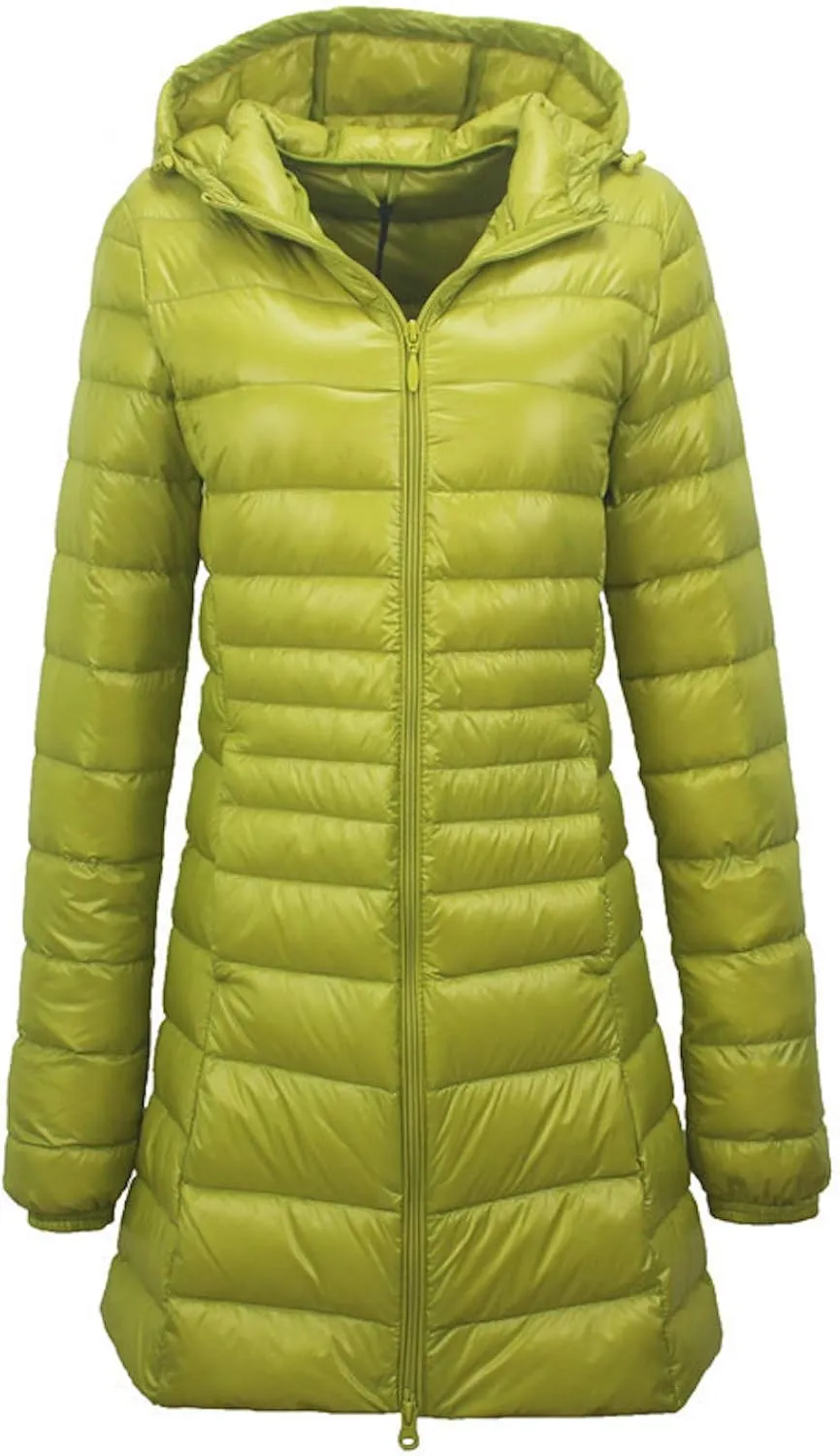Womens Hooded Duck Down Jacket Long Coat Lightweight Winter Thick Parka