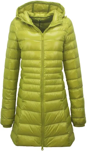 Womens Hooded Duck Down Jacket Long Coat Lightweight Winter Thick Parka