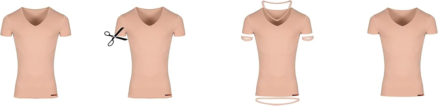Women's Laser Cut Invisible Seamless Tank top Undershirt with deep Scoop Neck Stretch Cotton Nude Beige