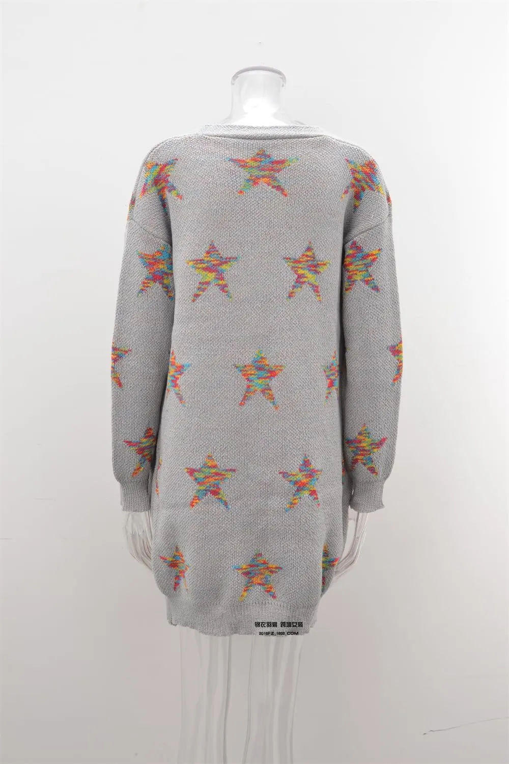 Womens Long Cardigan Sweaters,Long Sleeve Open Front Star Print Button Down Knit Outwear Coat S-XL