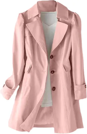 Women's New Slim Fit Women's Korean Version Double Breasted Small Mid Length Trench Coat Ladies Fall Sweaters