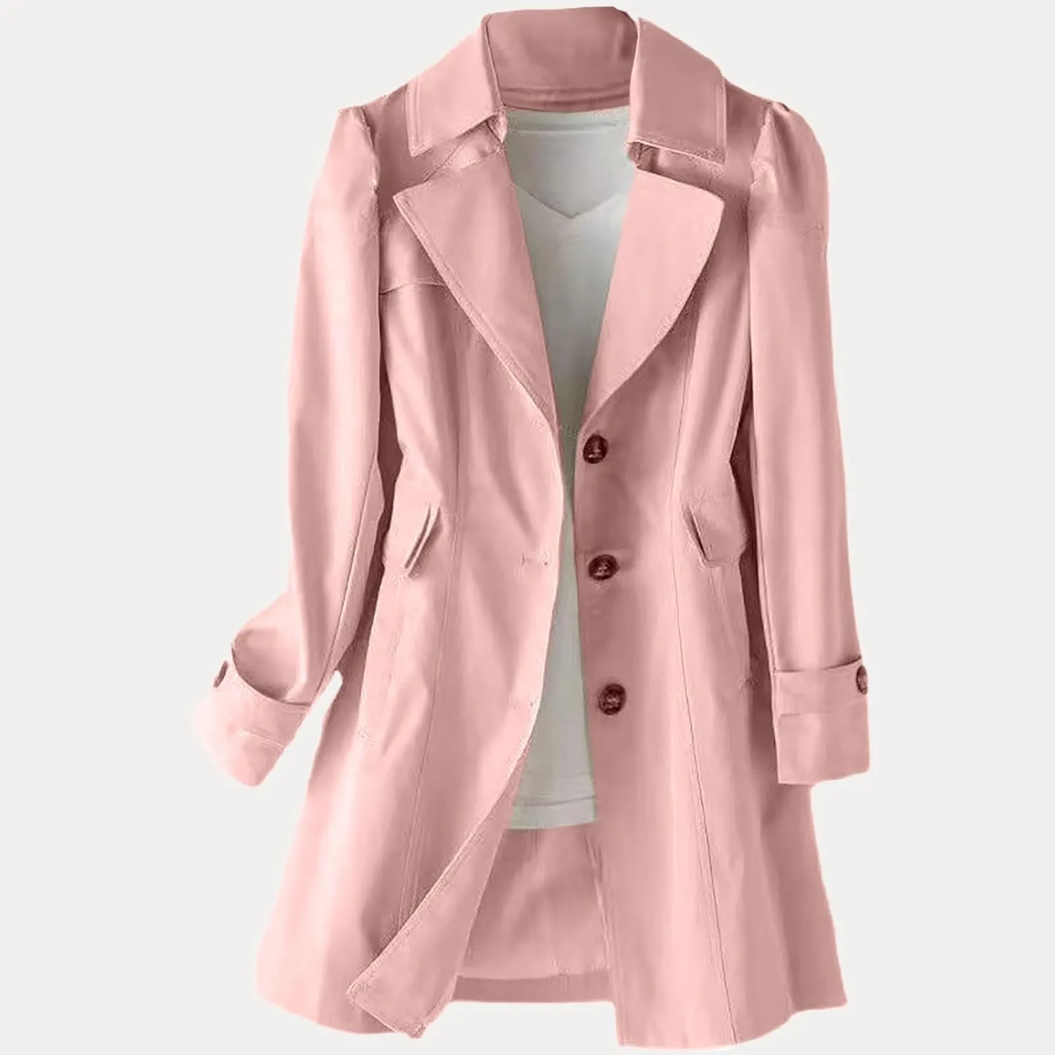 Women's New Slim Fit Women's Korean Version Double Breasted Small Mid Length Trench Coat Ladies Fall Sweaters