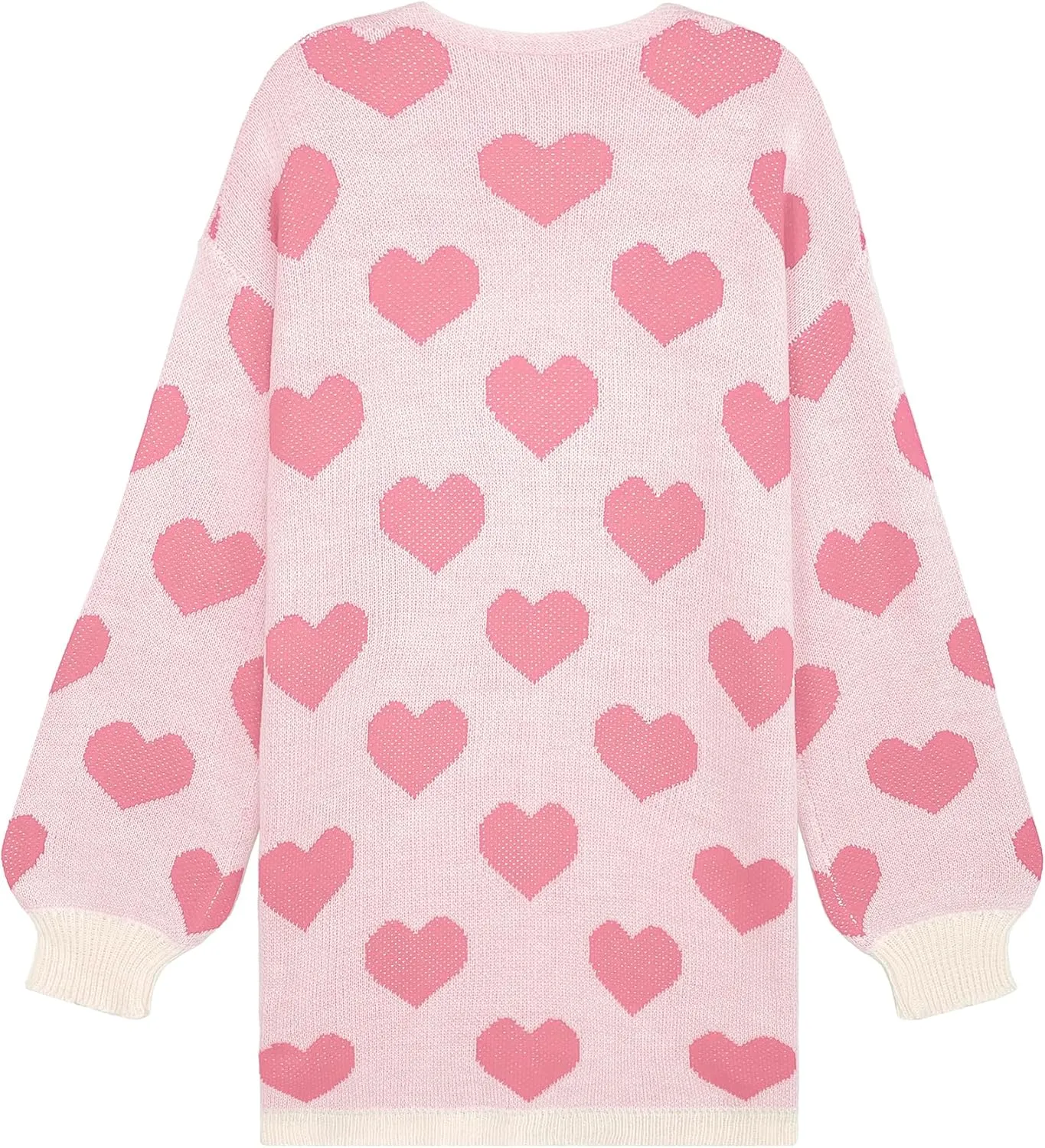 Womens Oversized Cute Heart Long Cardigan Spring 2025 Trendy Casual Ribbed Knit Open Front Sweaters