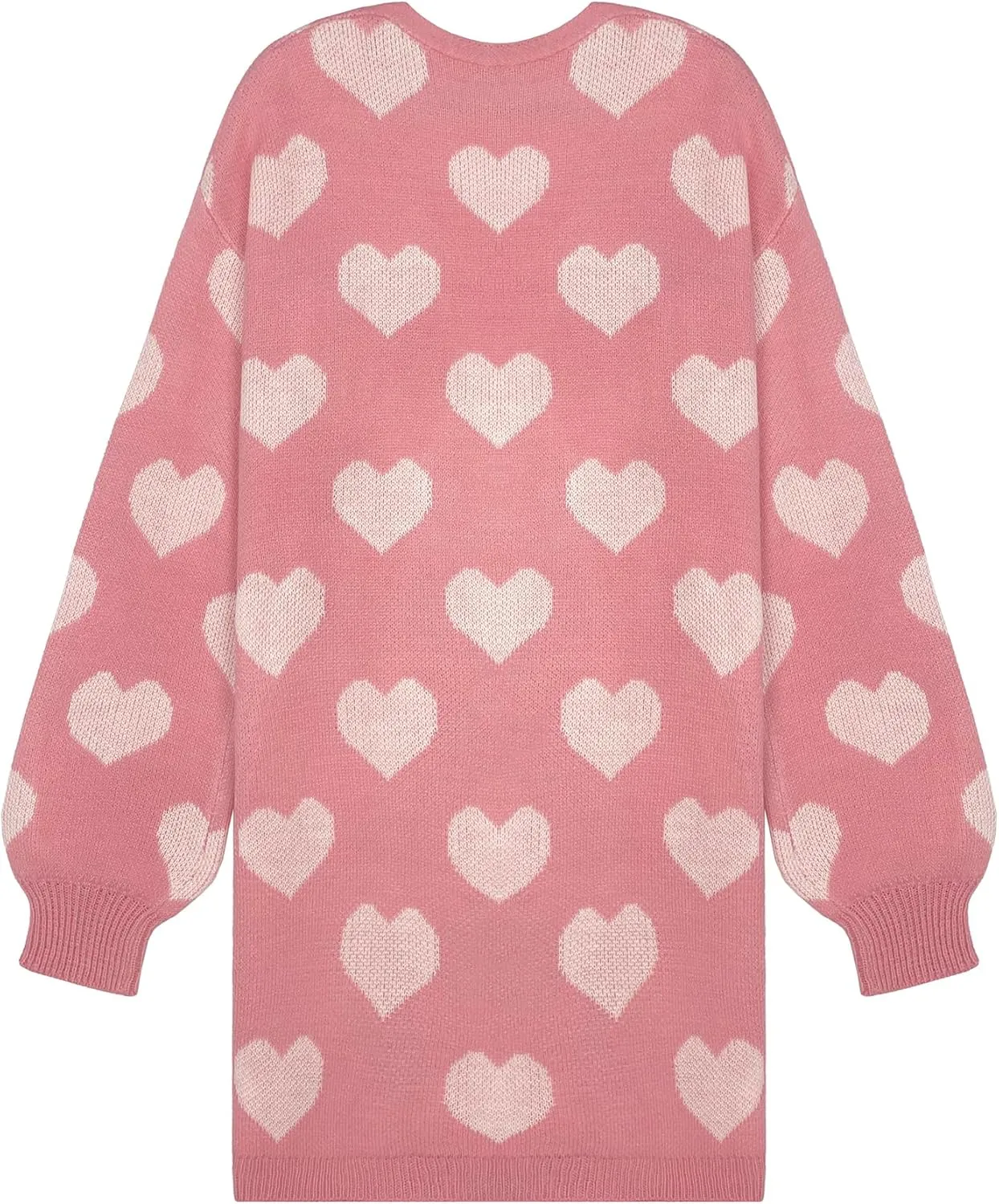 Womens Oversized Cute Heart Long Cardigan Spring 2025 Trendy Casual Ribbed Knit Open Front Sweaters