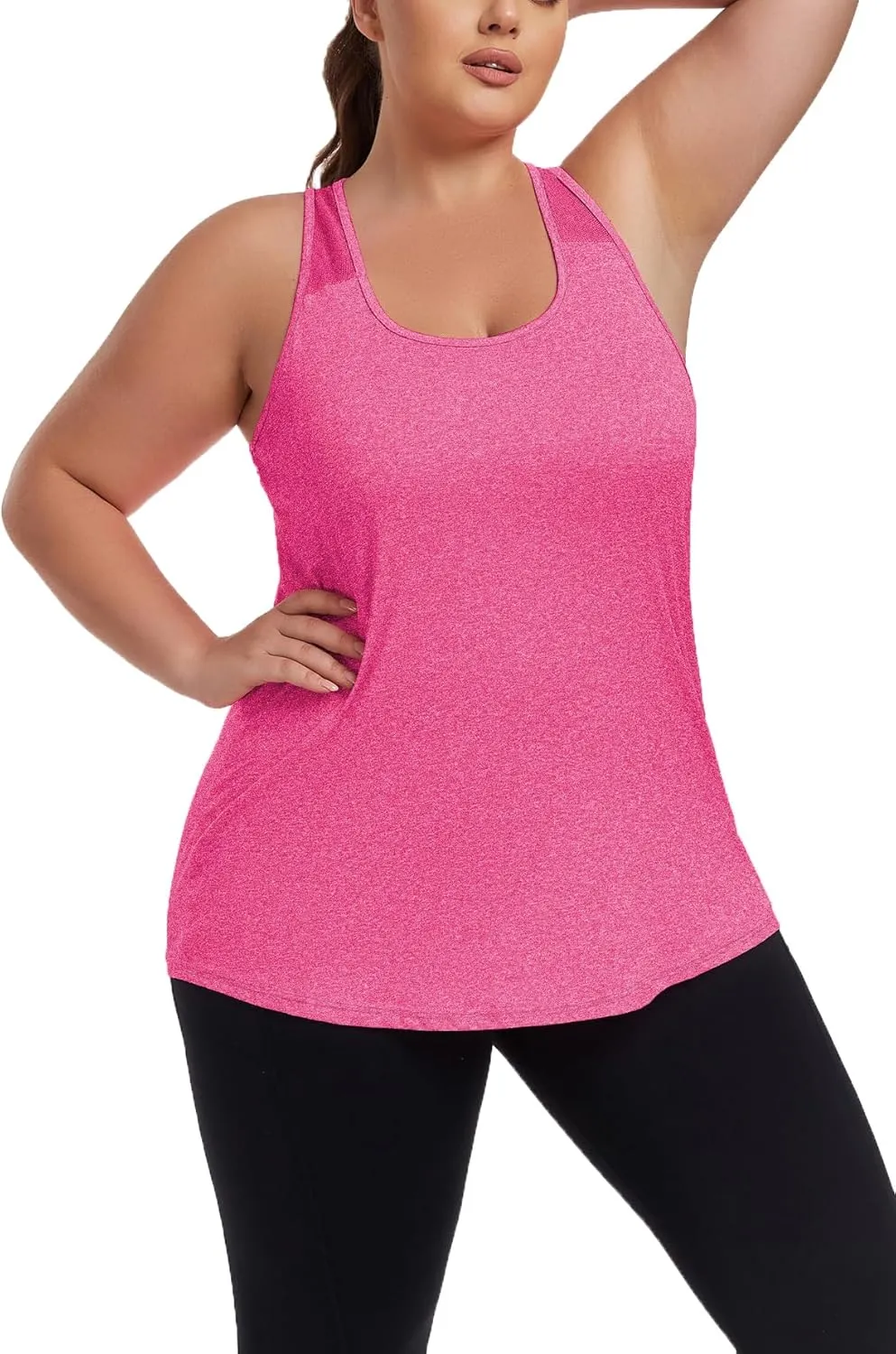 Women's Plus Size Athletic Tank Tops Racerback Workout Flowy Tops Yoga Running Sleevelss Summer Shirts Loose
