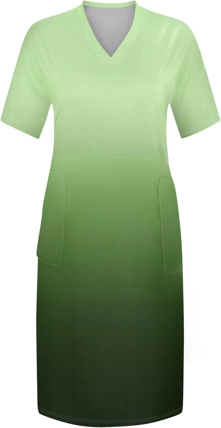 Women's Plus Size Summer Dresses 2025 Short Sleeve Knee Length Gradient Loose Tshirt Dresses Casual, L-5XL