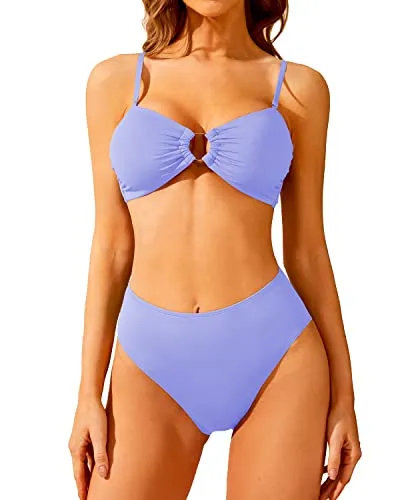 Women's Vintage O-ring Bikini Set High Waisted Swimwear