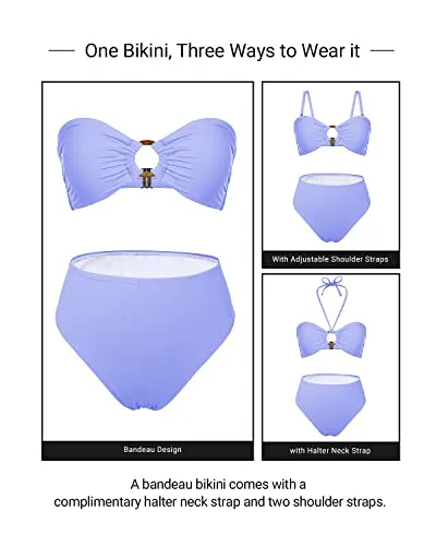 Women's Vintage O-ring Bikini Set High Waisted Swimwear