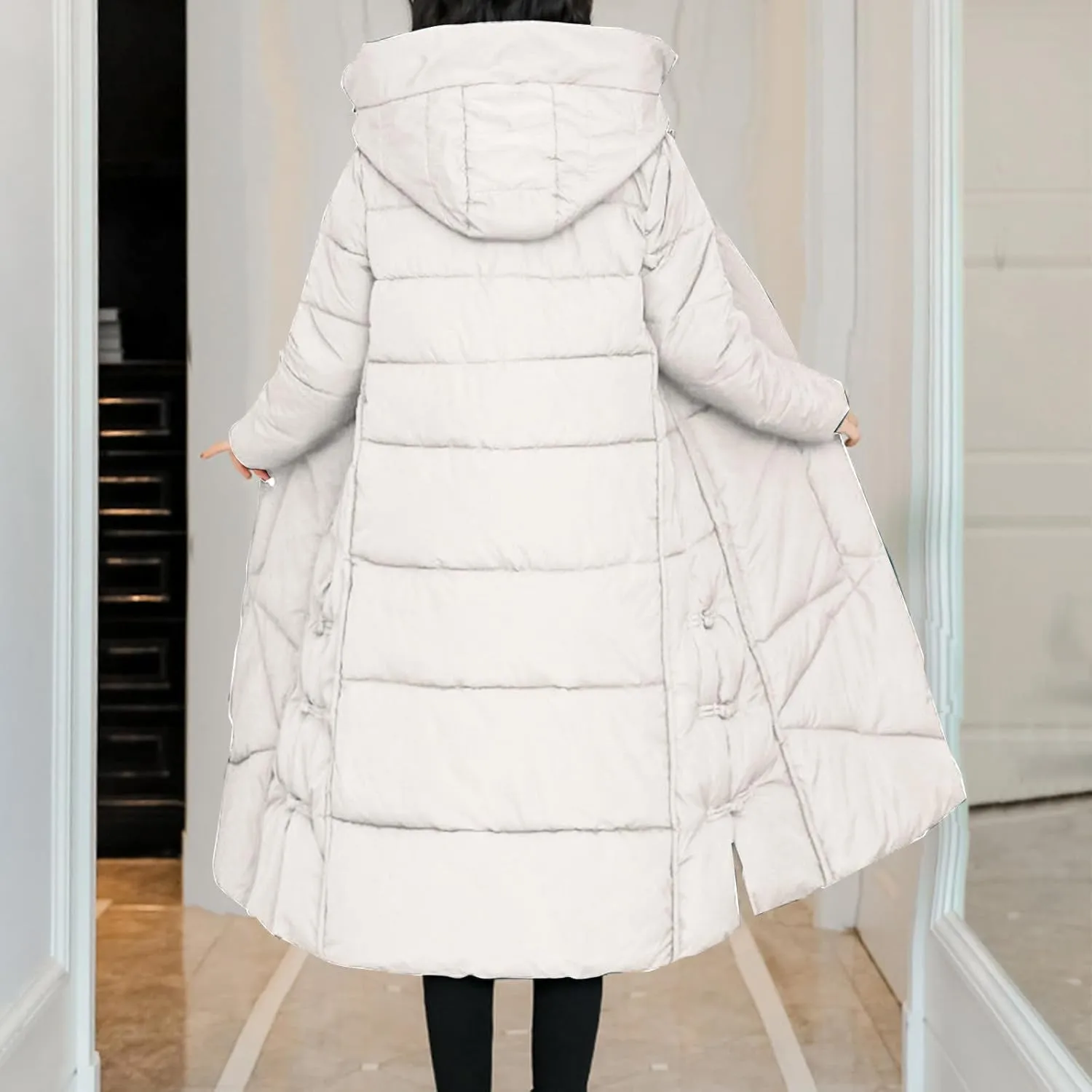 Women's Waterproof Long Winter Coat Warm Puffer Jacket Thickened Down Parka Maxi Coats Button Down Casual Jackets