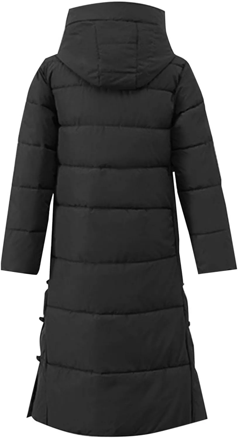 Women's Waterproof Long Winter Coat Warm Puffer Jacket Thickened Down Parka Maxi Coats Button Down Casual Jackets