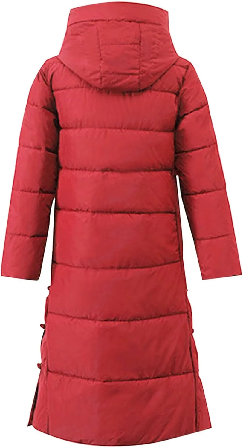 Women's Waterproof Long Winter Coat Warm Puffer Jacket Thickened Down Parka Maxi Coats Button Down Casual Jackets