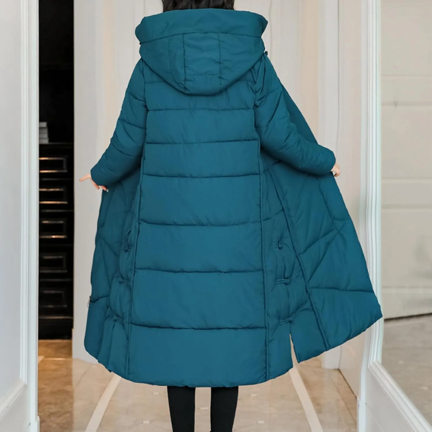 Women's Waterproof Long Winter Coat Warm Puffer Jacket Thickened Down Parka Maxi Coats Button Down Casual Jackets