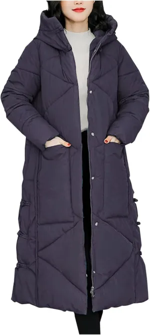 Women's Waterproof Long Winter Coat Warm Puffer Jacket Thickened Down Parka Maxi Coats Button Down Casual Jackets