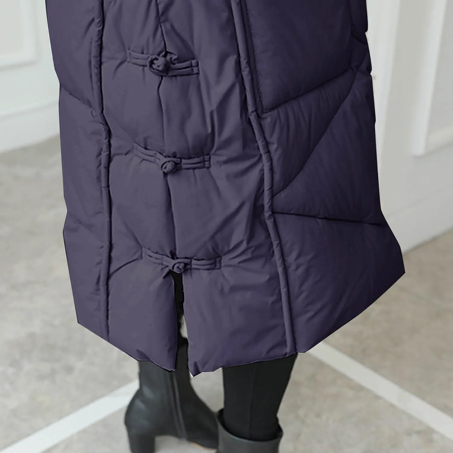 Women's Waterproof Long Winter Coat Warm Puffer Jacket Thickened Down Parka Maxi Coats Button Down Casual Jackets