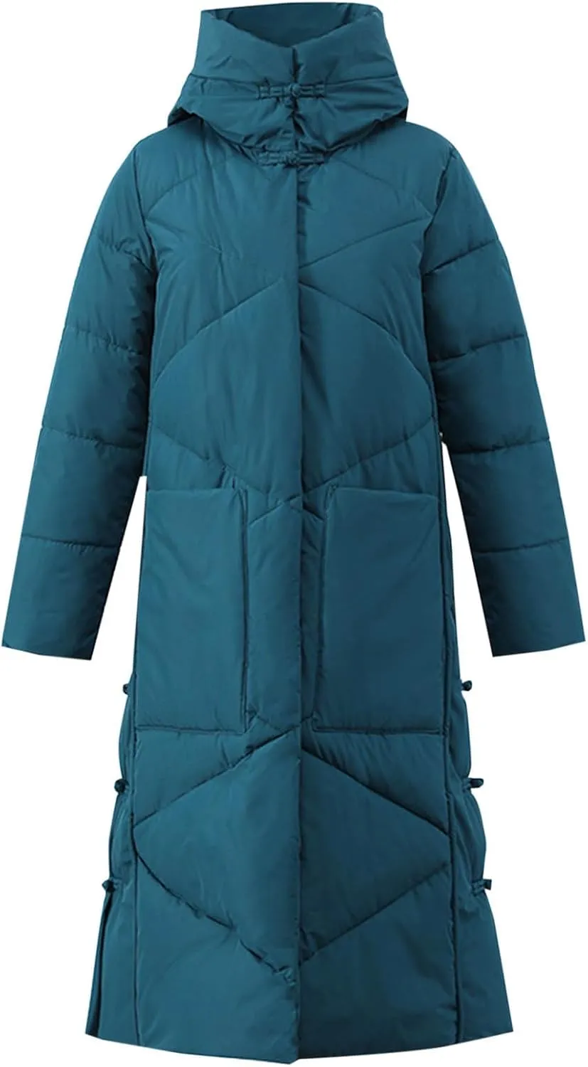 Women's Waterproof Long Winter Coat Warm Puffer Jacket Thickened Down Parka Maxi Coats Button Down Casual Jackets