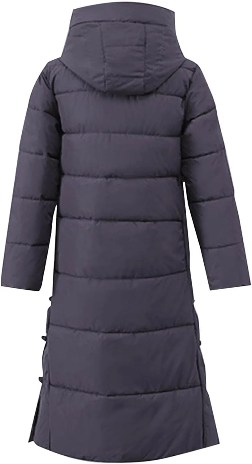 Women's Waterproof Long Winter Coat Warm Puffer Jacket Thickened Down Parka Maxi Coats Button Down Casual Jackets