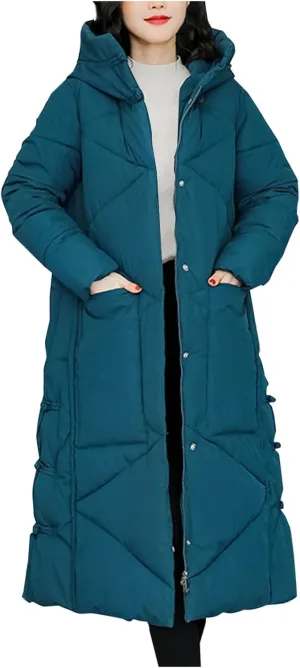 Women's Waterproof Long Winter Coat Warm Puffer Jacket Thickened Down Parka Maxi Coats Button Down Casual Jackets