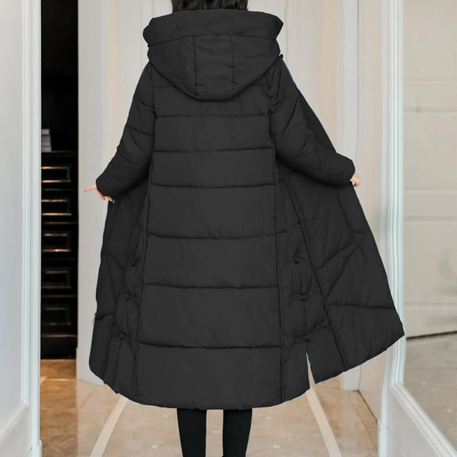 Women's Waterproof Long Winter Coat Warm Puffer Jacket Thickened Down Parka Maxi Coats Button Down Casual Jackets