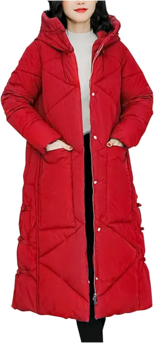 Women's Waterproof Long Winter Coat Warm Puffer Jacket Thickened Down Parka Maxi Coats Button Down Casual Jackets