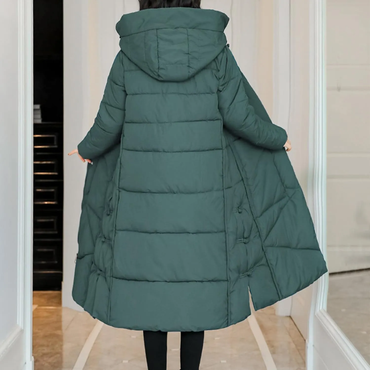 Women's Waterproof Long Winter Coat Warm Puffer Jacket Thickened Down Parka Maxi Coats Button Down Casual Jackets