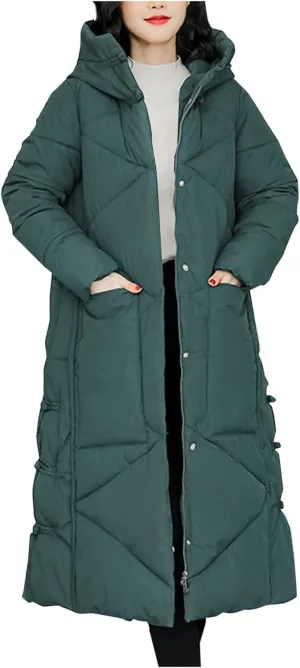 Women's Waterproof Long Winter Coat Warm Puffer Jacket Thickened Down Parka Maxi Coats Button Down Casual Jackets