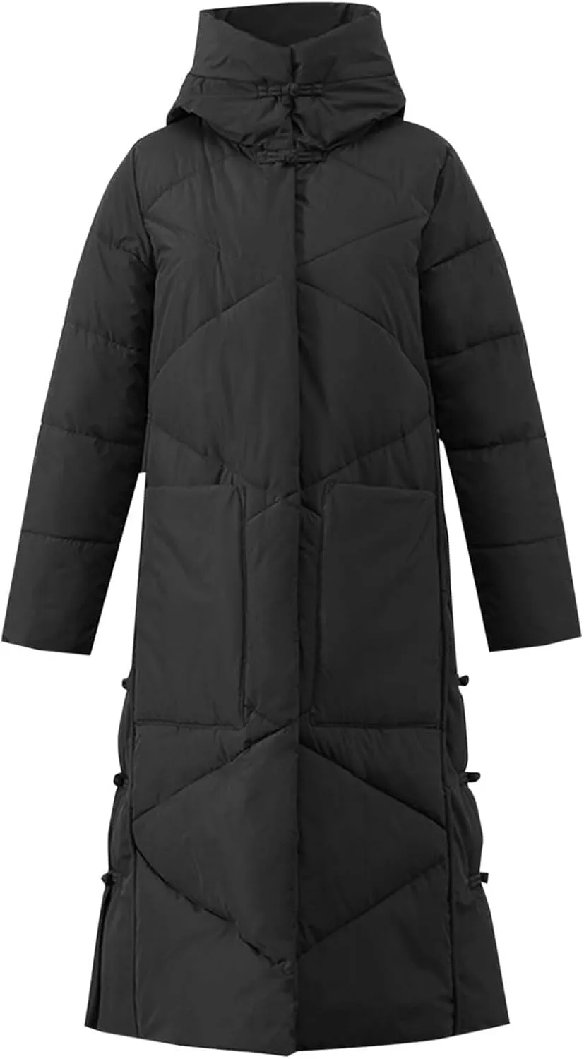 Women's Waterproof Long Winter Coat Warm Puffer Jacket Thickened Down Parka Maxi Coats Button Down Casual Jackets