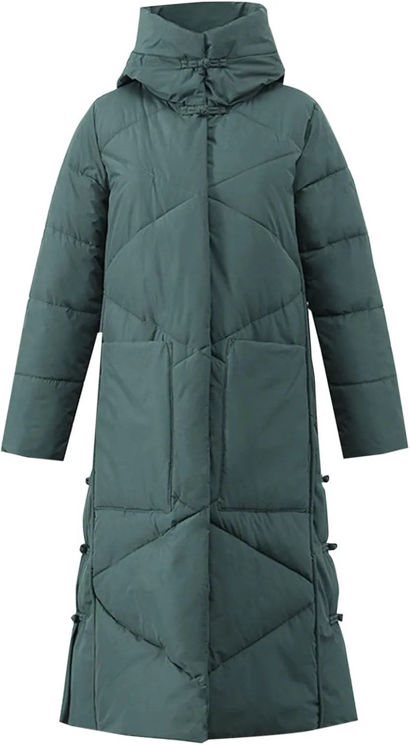 Women's Waterproof Long Winter Coat Warm Puffer Jacket Thickened Down Parka Maxi Coats Button Down Casual Jackets