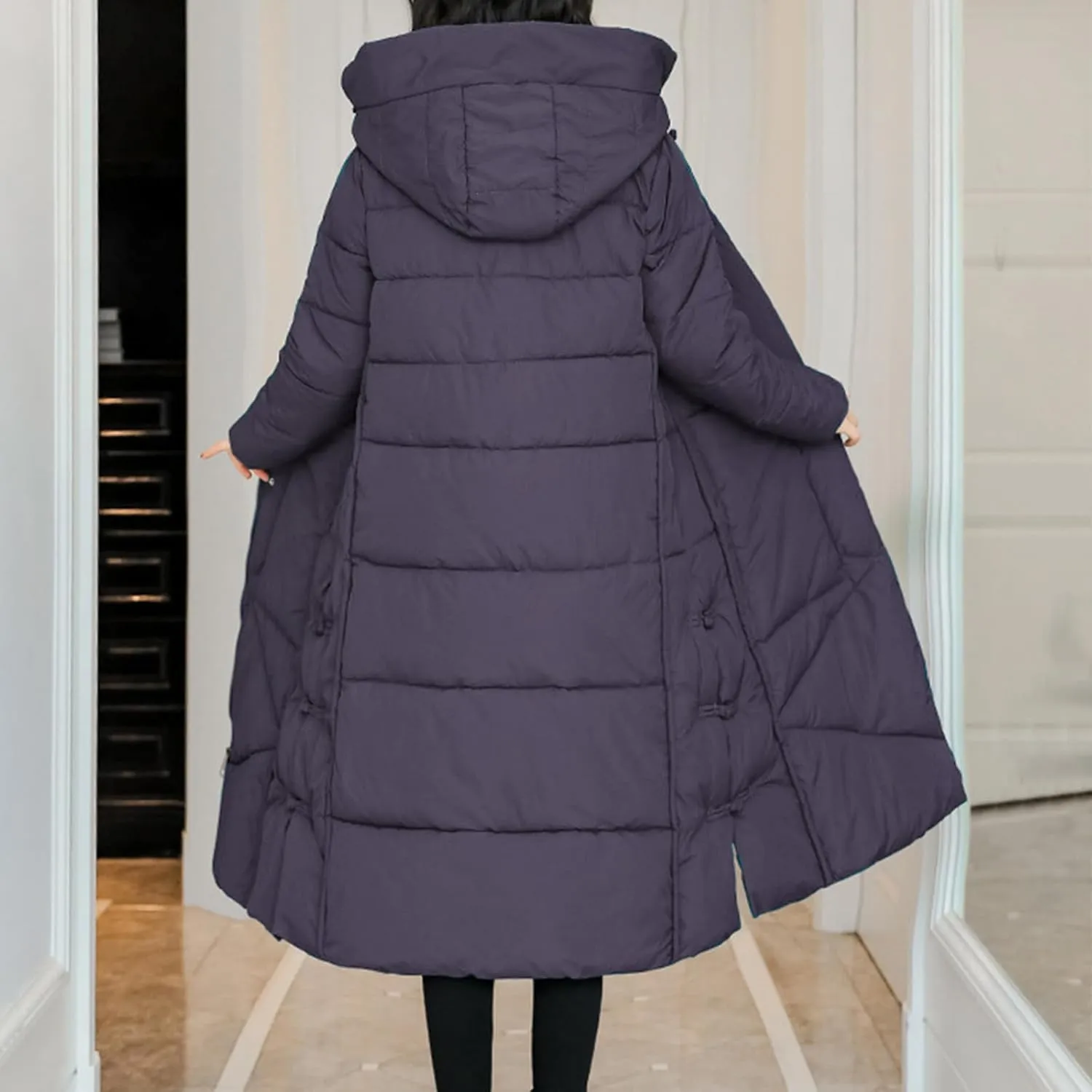 Women's Waterproof Long Winter Coat Warm Puffer Jacket Thickened Down Parka Maxi Coats Button Down Casual Jackets
