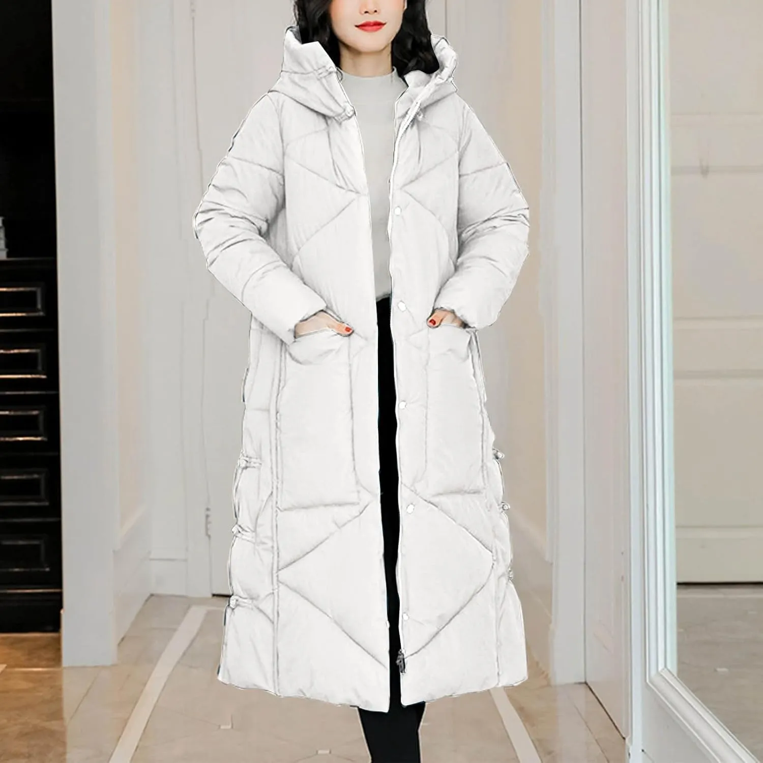 Women's Waterproof Long Winter Coat Warm Puffer Jacket Thickened Down Parka Maxi Coats Button Down Casual Jackets