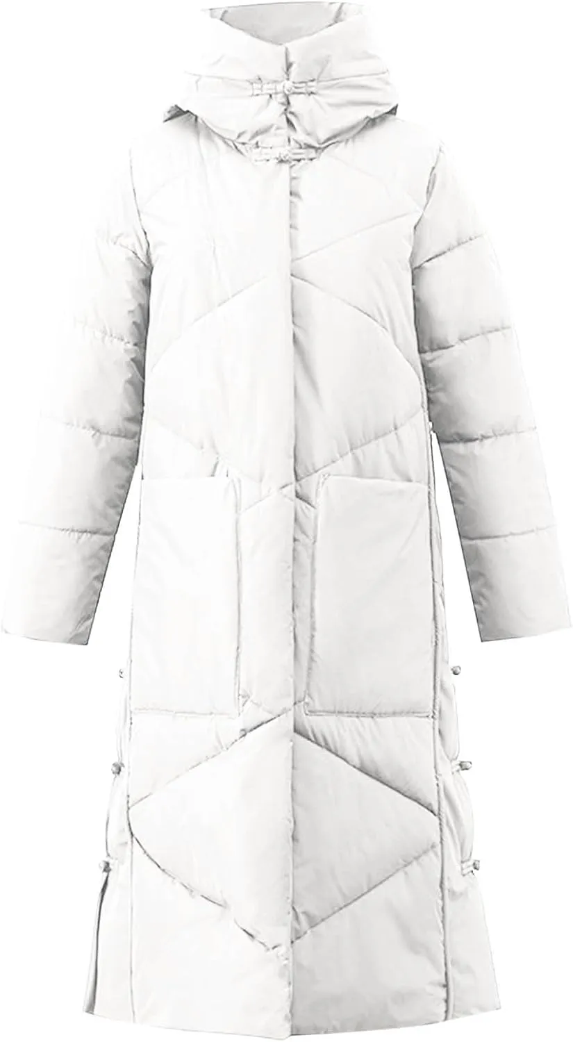 Women's Waterproof Long Winter Coat Warm Puffer Jacket Thickened Down Parka Maxi Coats Button Down Casual Jackets