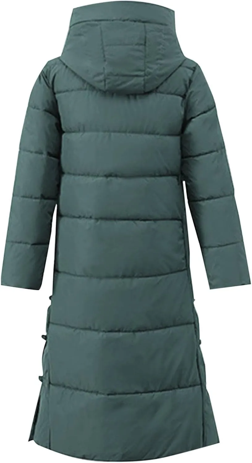 Women's Waterproof Long Winter Coat Warm Puffer Jacket Thickened Down Parka Maxi Coats Button Down Casual Jackets
