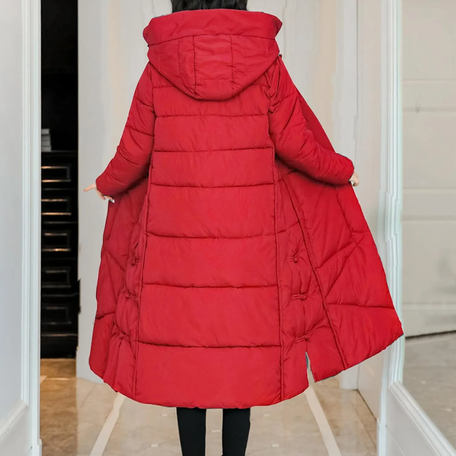 Women's Waterproof Long Winter Coat Warm Puffer Jacket Thickened Down Parka Maxi Coats Button Down Casual Jackets
