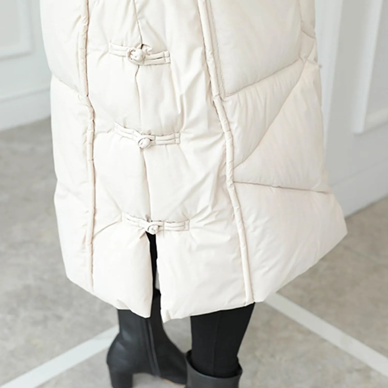 Women's Waterproof Long Winter Coat Warm Puffer Jacket Thickened Down Parka Maxi Coats Button Down Casual Jackets
