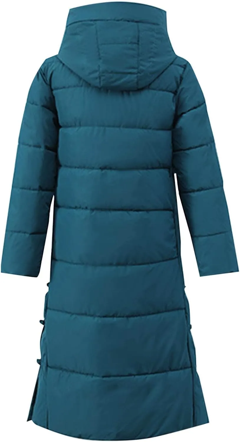 Women's Waterproof Long Winter Coat Warm Puffer Jacket Thickened Down Parka Maxi Coats Button Down Casual Jackets