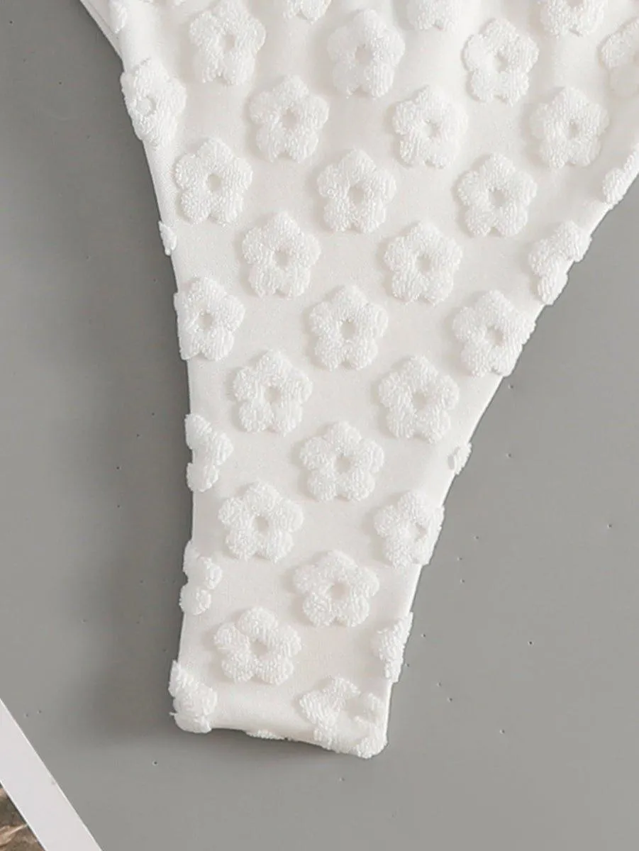 Women's White Jacquard Bikini Set - Sexy Swimwear for Beach & Pool by GFIT