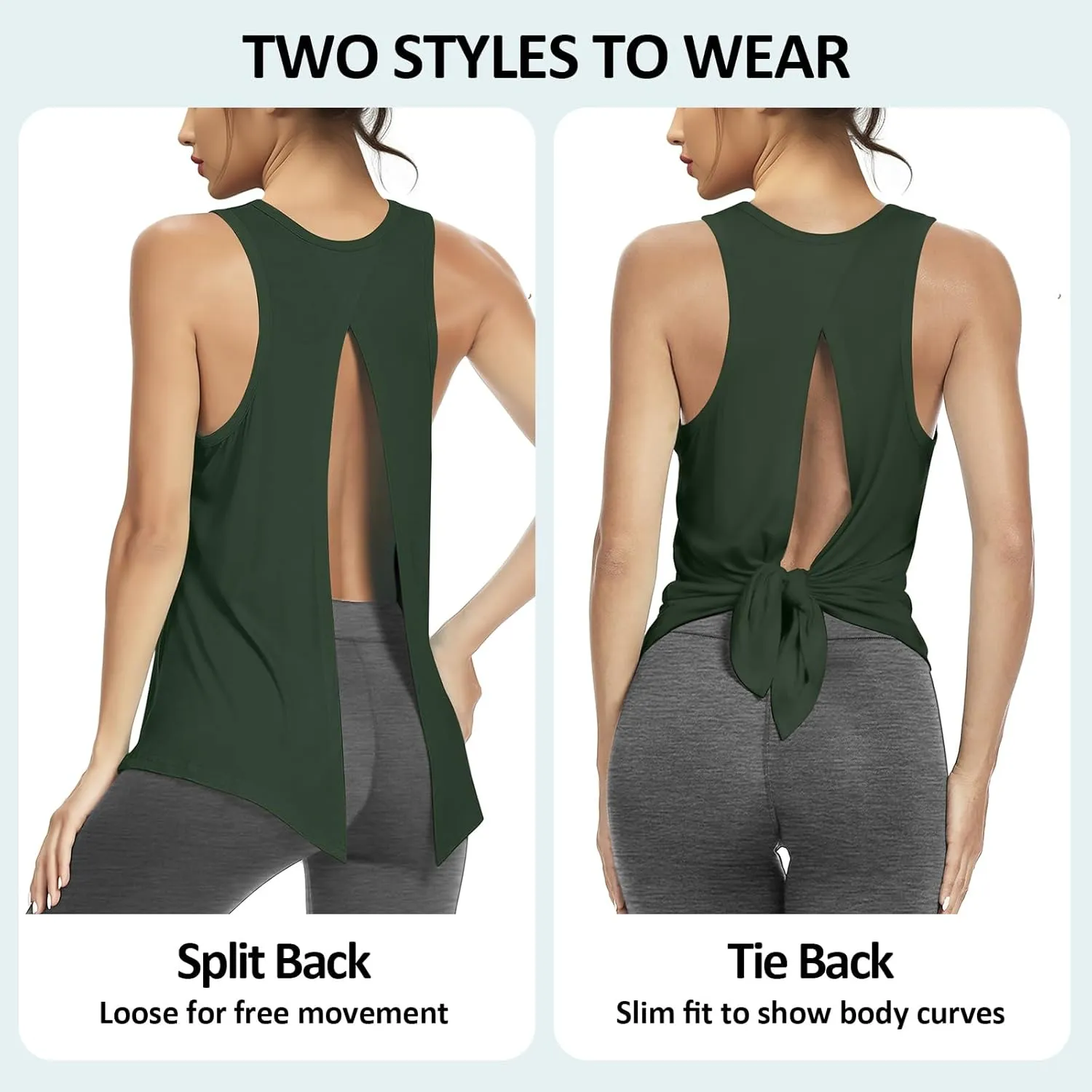 Workout Tank Tops for Women Yoga Tops Loose fit Womens Backless Sleeveless Open Back Running Muscle Tank Shirts