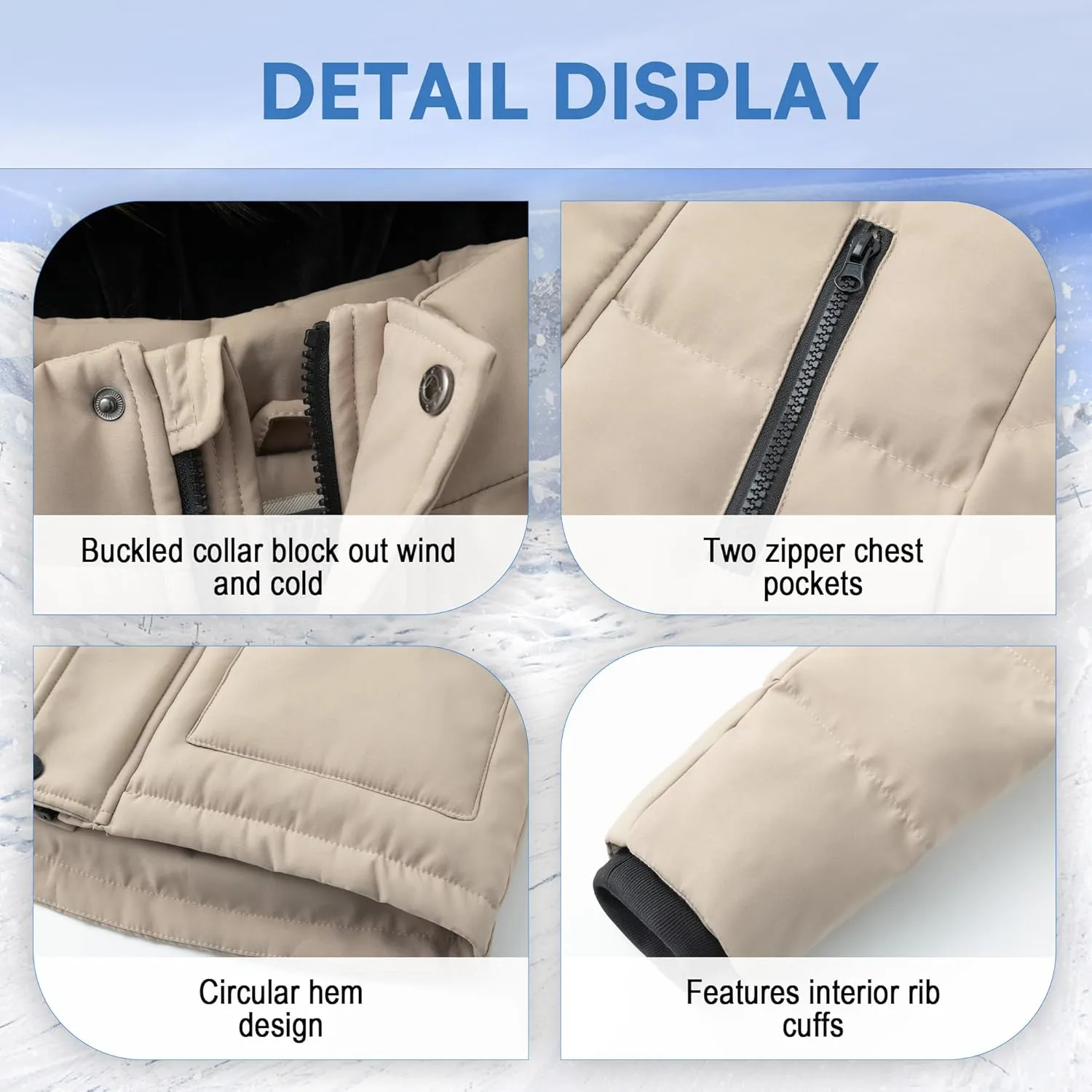 WULFUL Boy's Winter Coat Waterproof Fleece Lined Parka Jackets Kids Hooded Puffer Outerwear