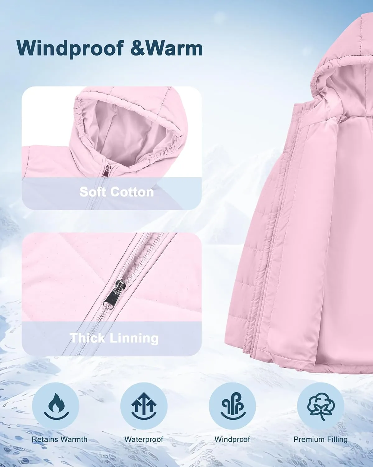 WULFUL Girls Winter Waterproof Coat Warm Hooded Parka Jacket Long