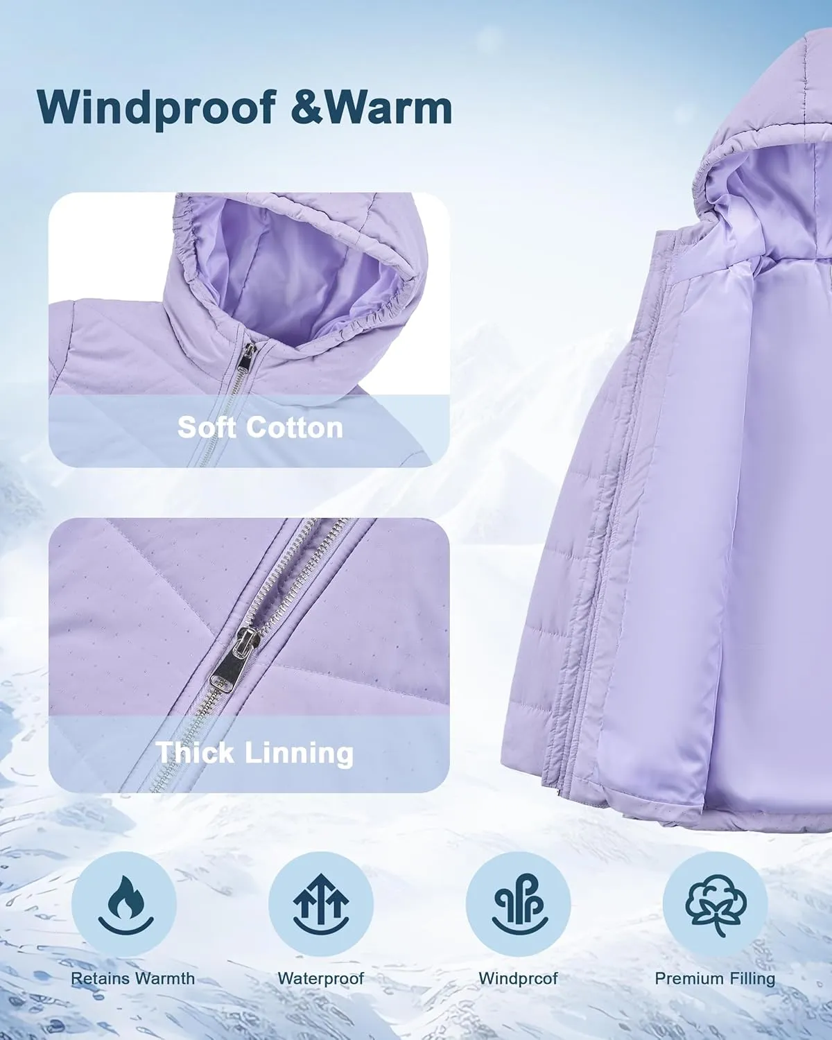 WULFUL Girls Winter Waterproof Coat Warm Hooded Parka Jacket Long