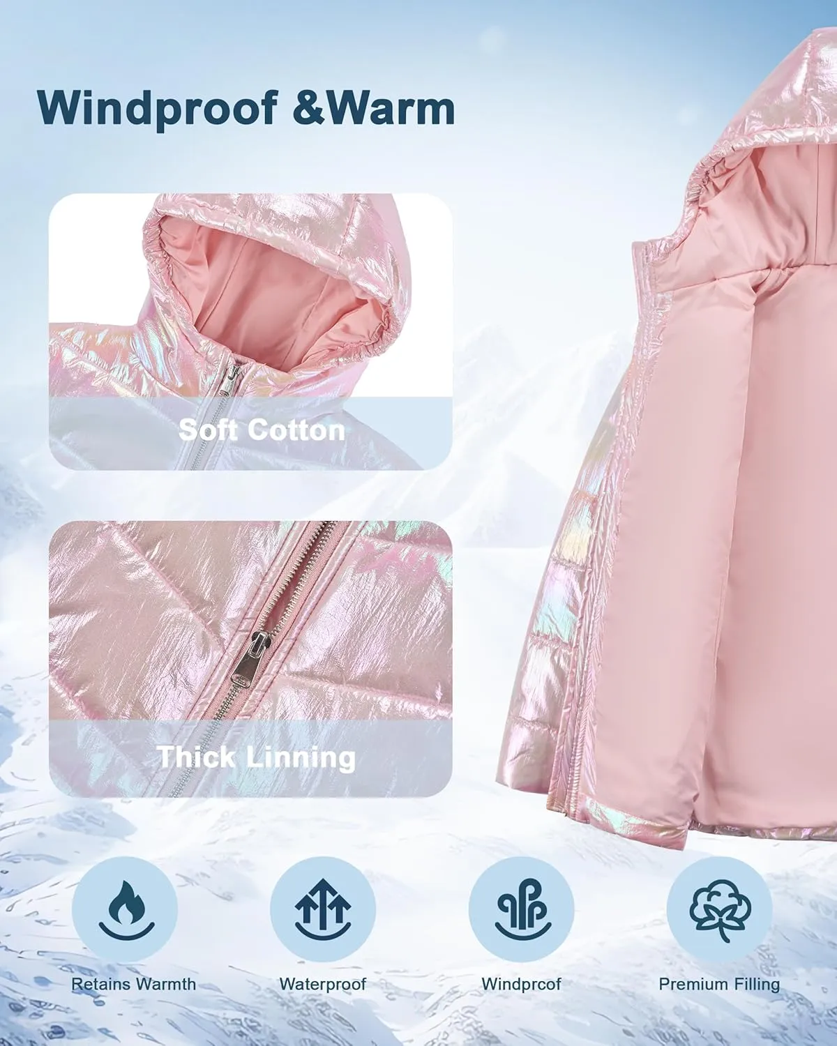 WULFUL Girls Winter Waterproof Coat Warm Hooded Parka Jacket Long