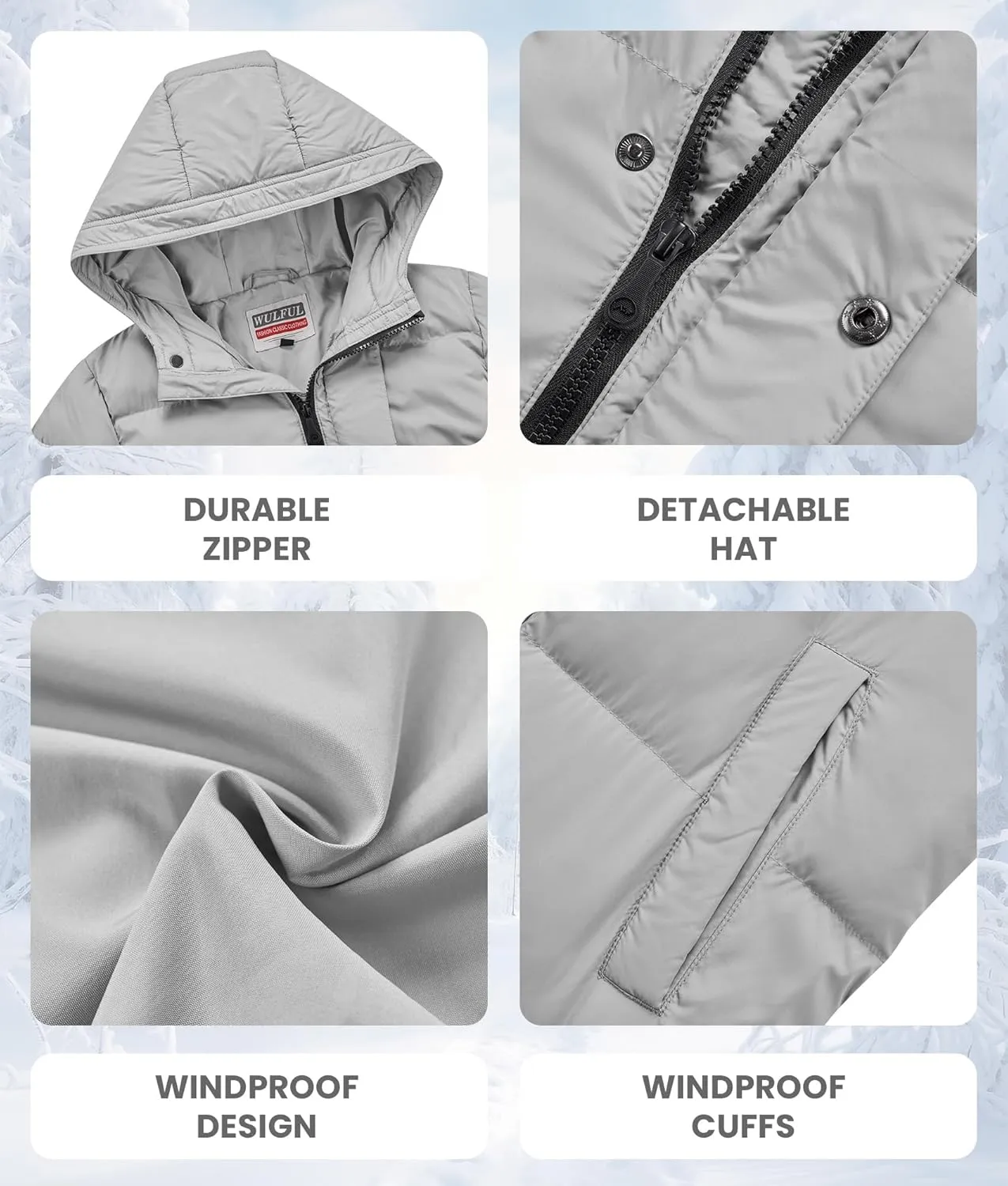 WULFUL Kids Boy's Winter Coat Hooded Puffer Windbreaker Warm Cotton Jacket Parka Down Outdoor Coats
