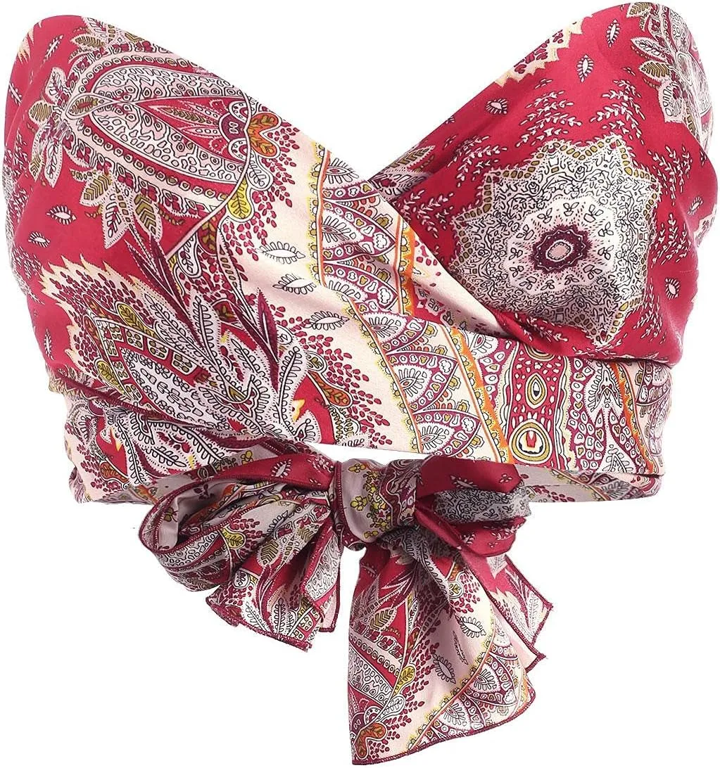ZAFUL Women's Bohemian Bandana Criss Cross Sexy Boho Halter Wrap Crop Top