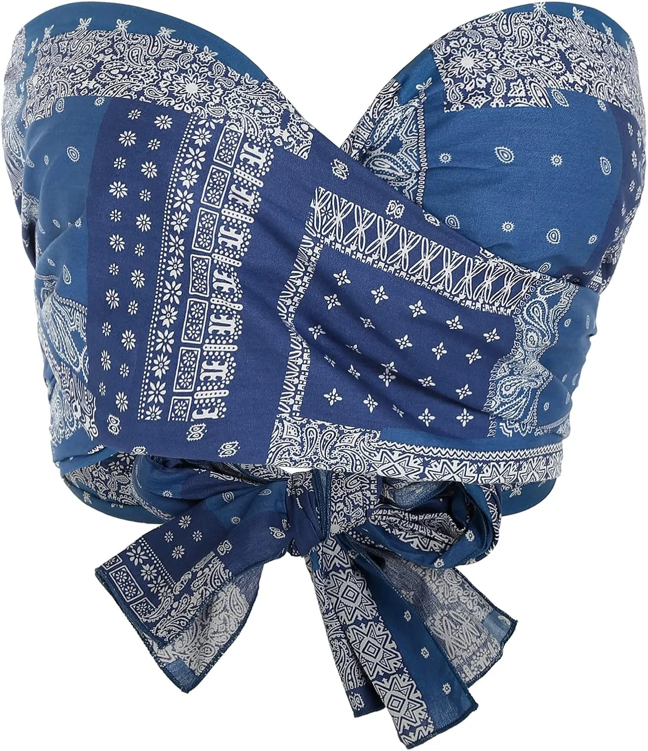 ZAFUL Women's Bohemian Bandana Criss Cross Sexy Boho Halter Wrap Crop Top