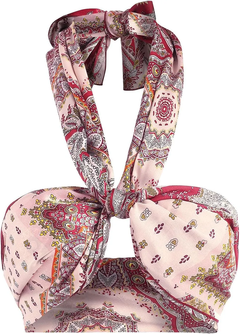 ZAFUL Women's Bohemian Bandana Criss Cross Sexy Boho Halter Wrap Crop Top