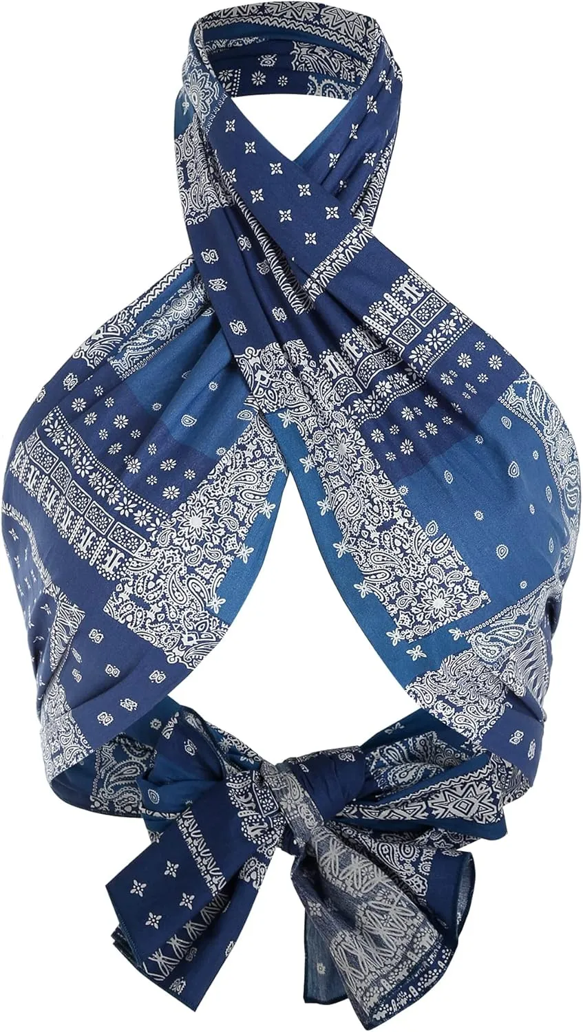 ZAFUL Women's Bohemian Bandana Criss Cross Sexy Boho Halter Wrap Crop Top