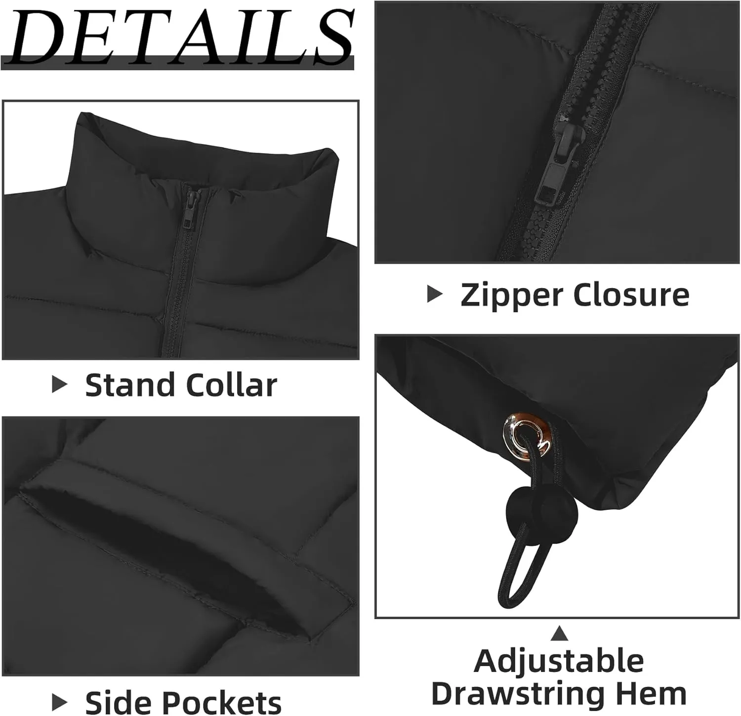 Zando Puffer Vest Women Outerwear Vests Sleeveless Stand Collar Oversized Zip Up Padded Puffy Winter Gilet Jacket Coat