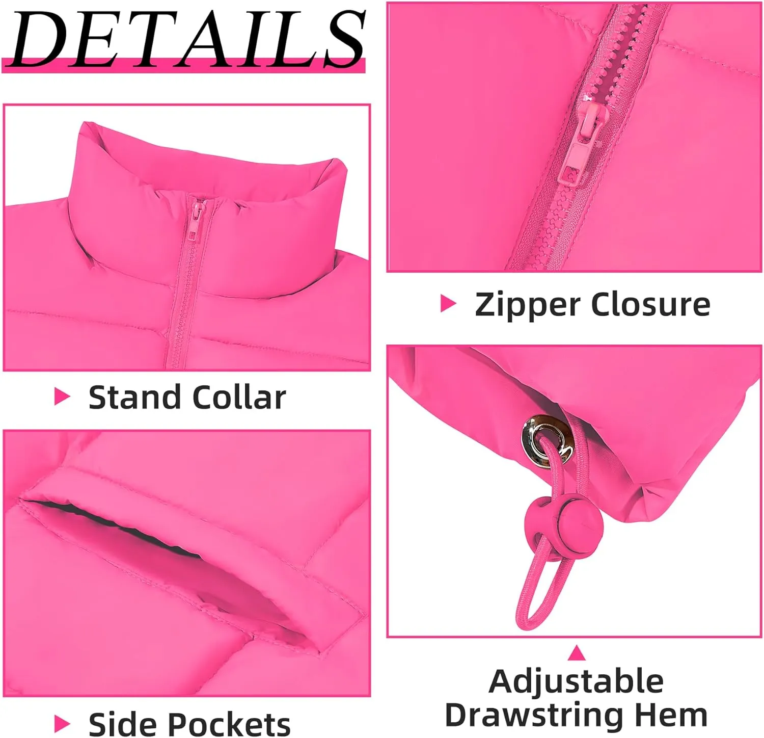Zando Puffer Vest Women Outerwear Vests Sleeveless Stand Collar Oversized Zip Up Padded Puffy Winter Gilet Jacket Coat