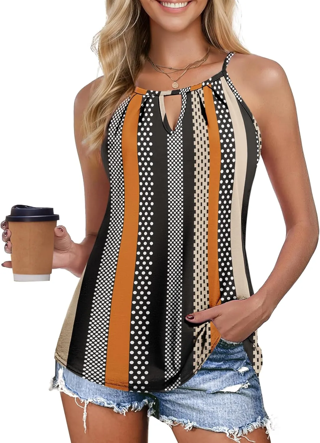 Zeagoo Womens Tank Tops Sleeveless Spaghetti Strap Halter Top Flowy Summer Beach Outfits 2025