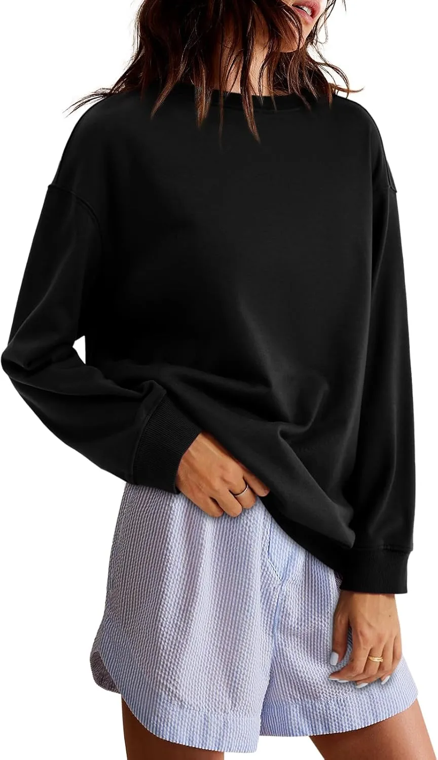 Zwurew Womens Oversized Sweatshirts Crew Neck Pullover Sweaters Casual Comfy Fall Fashion Outfits Clothes 2024